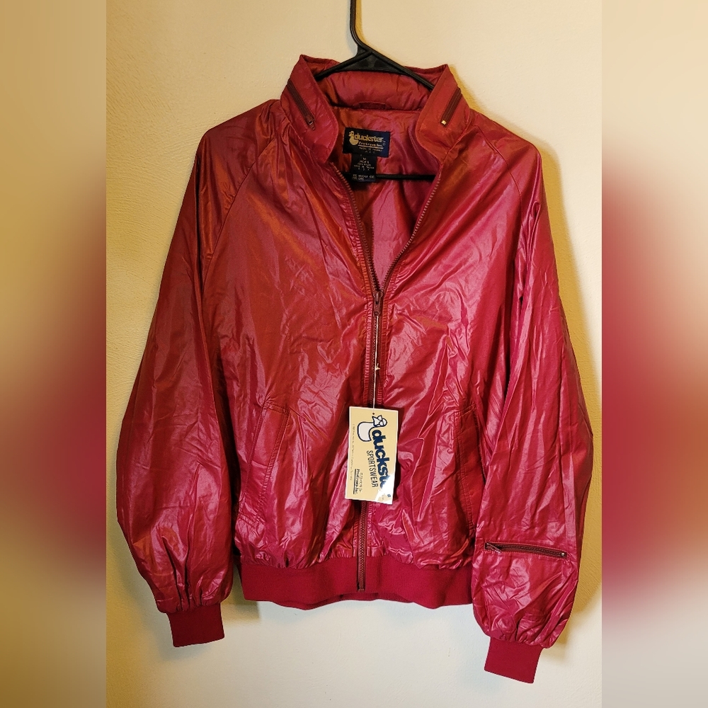 Vintage Duckster maroon burgundy nylon windbreaker jacket Men's Retro